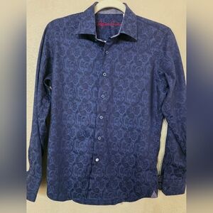 Robert Graham Boys Blue Paisley Long Sleeve Button Down Shirt